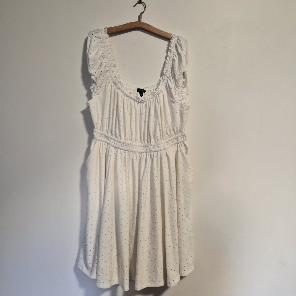 Torrid White Mini Dress with Subtle Dots